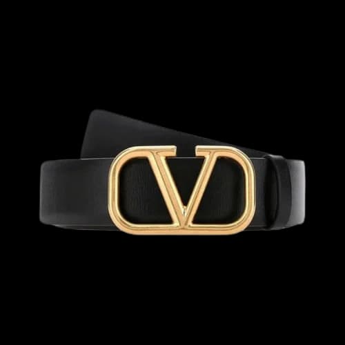 Valentino Leather V Logo Signature Belt 'Black'