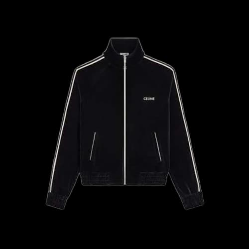 Celine Velvet Jersey Tracksuit Jacket Black/White
