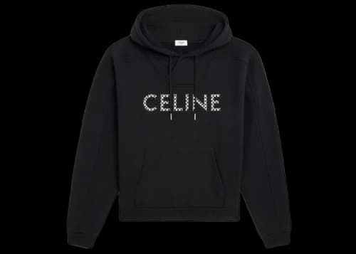 Celine Loose Sweatshirt In Cotton Fleece With Studs Black/White