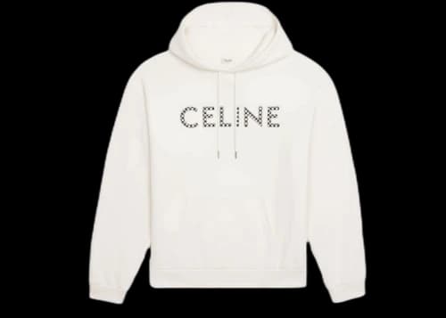 Celine Loose Sweatshirt In Cotton Fleece With Studs Off White