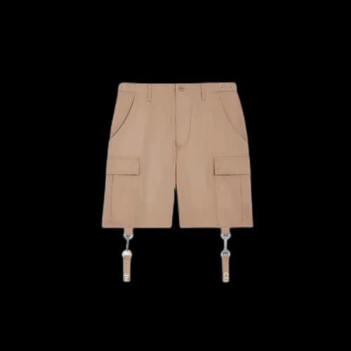 Celine Cotton Linen Shorts with Celine Straps Beige