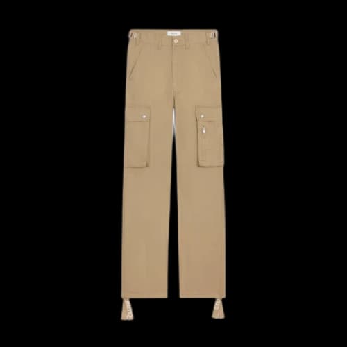 Celine Cotton Linen Cargo Pants Beige