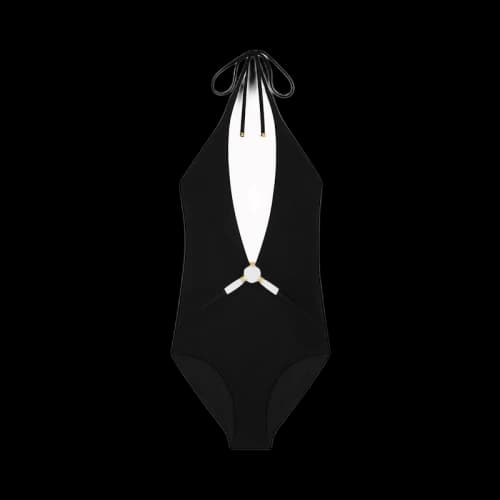 Celine Triomphe Matte Jersey Swimsuit Black