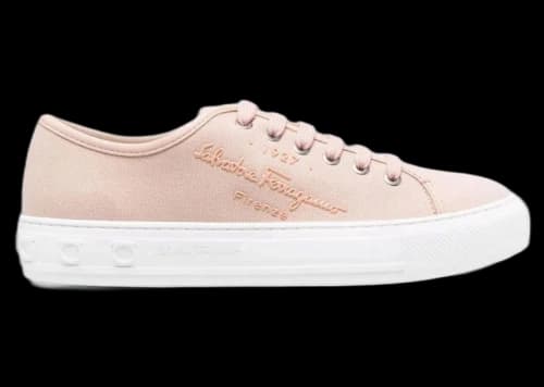 Ferragamo Logo-Embossed Low-Top Sneakers Light Pink (Women's)