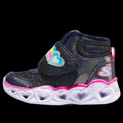 (TD) Skechers Heart Lights 'Black Pink'