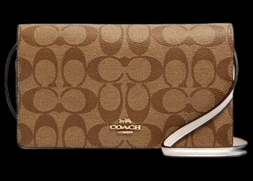 Coach Anna Foldover Crossbody Clutch Khaki/Chalk