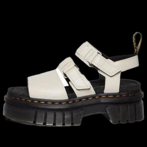 Dr. Martens Ricki Nappa Lux Leather 3-Strap Platform Sandals 'White Black' (Women's)
