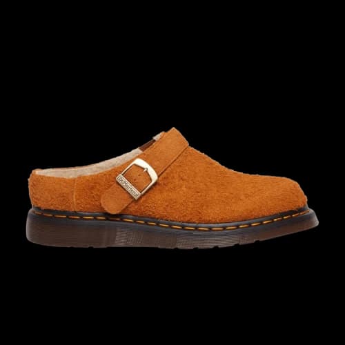 Dr. Martens Isham Faux Shearling Lined Suede Slingback Mules Pecan Brown