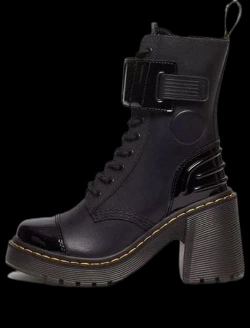 Dr. Martens Gaya 10-Eye Alternative Leather Heeled Boots 'Black' (Women's)