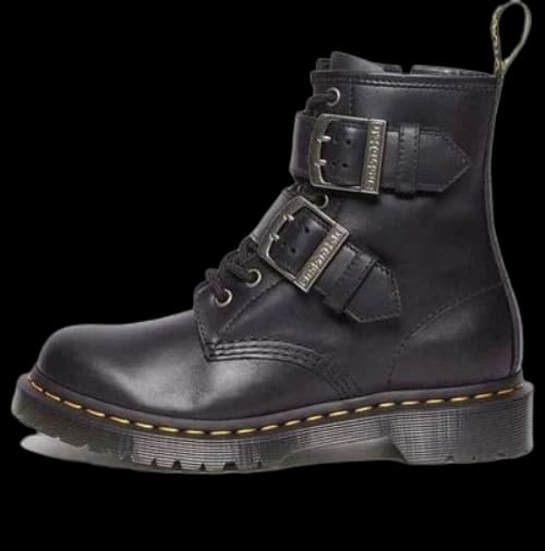 Dr.Martens 1460 Buckle Pull Up Leather Lace Up Boots 'Black Silver'