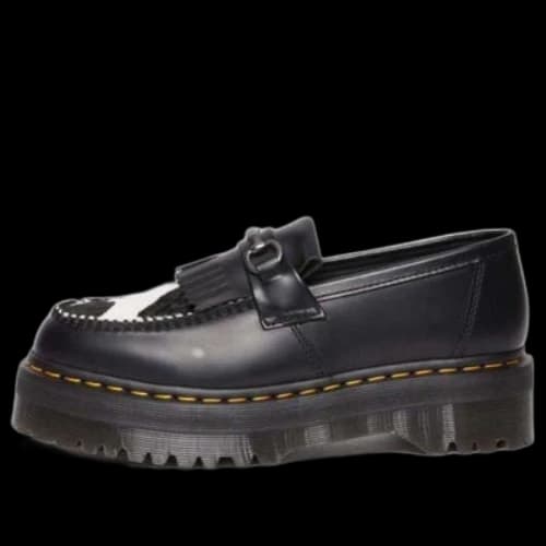 Dr.Martens Adrian Snaffle Hair On & Leather Cow Print Kiltie Loafers 'Black'
