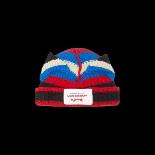 Charles Jeffrey Loverboy Striped Ears Beanie 'Red/Blue'