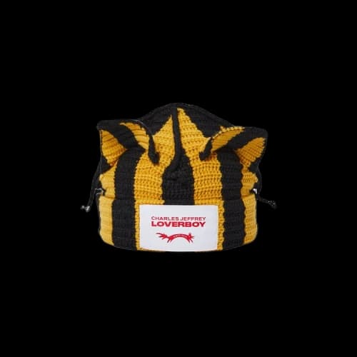 Charles Jeffrey Loverboy Striped Ears Beanie 'Black/Yellow'