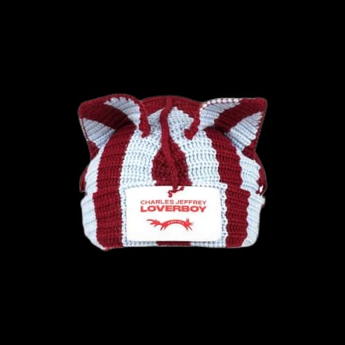 Charles Jeffrey Loverboy Striped Ears Beanie 'Sky/Burgundy'