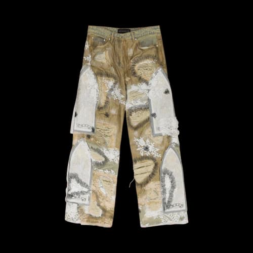 Who Decides War Overdyed Lace Wide Leg Jeans 'Tan'