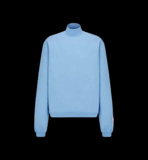 Dior x ERL Relaxed-Fit Long-Sleeved T-Shirt Blue Cotton Fleece