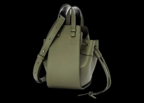 LOEWE Mini Hammock Drawstring In Classic Calfskin Avocado Green
