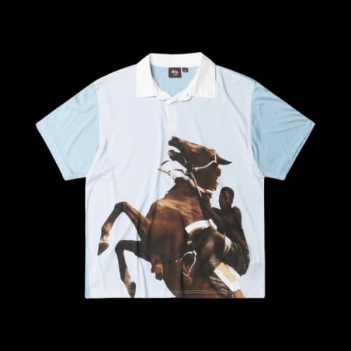 Stussy x Wales Bonner Silk Polo Blue