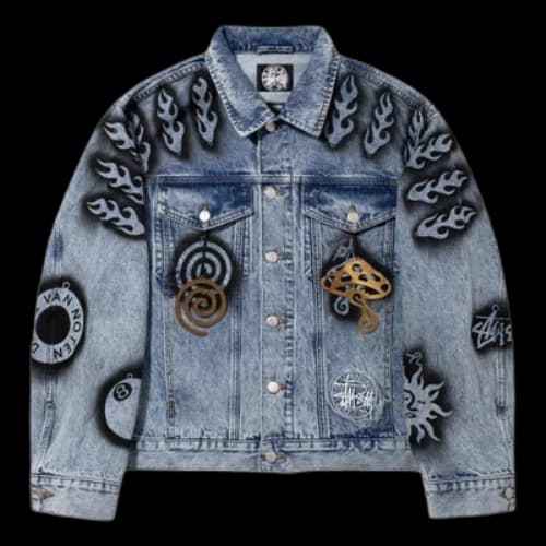 Stussy x Dries Van Noten Hand-Stencilled Denim Jacket 'Washed Blue'