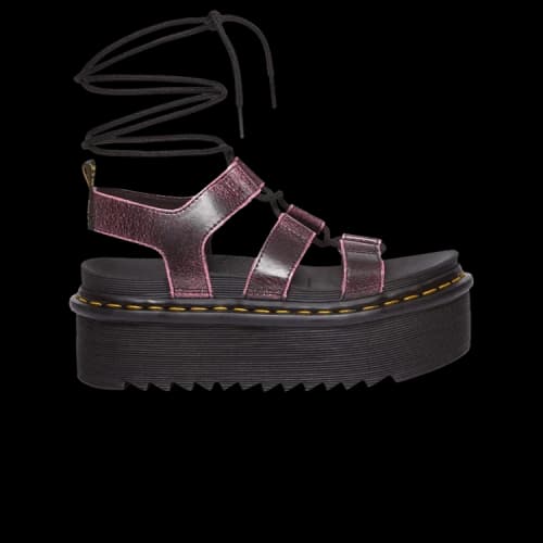Dr. Martens Nartilla Distressed Leather Platform Gladiator Sandal 'Black Fondant Pink' (Women's)