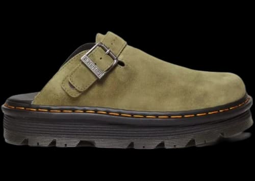 Dr. Martens Zebzag Suede Slingback Platform Mule Muted Olive