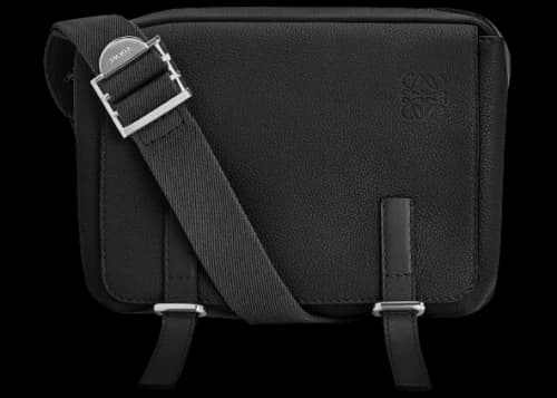 LOEWE Military Messenger Bag in Soft Grained Calfskin XS Black