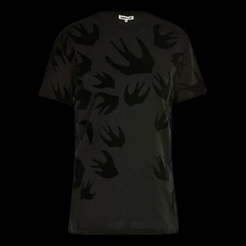 McQ Alexander McQueen Round Neck Swallow Printing Casual Short Sleeve Black