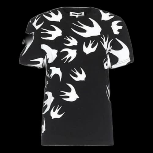McQ Alexander McQueen Swallow Printing Pattern Short Sleeve Black