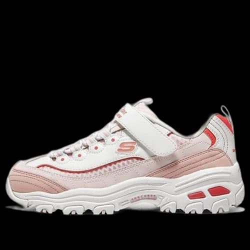 (GS) Skechers Dlites Chunky Shoes 'White Pink Red'