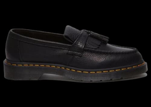 Dr. Martens Adrian Yellow Stitch Ambassador Leather Loafers Black