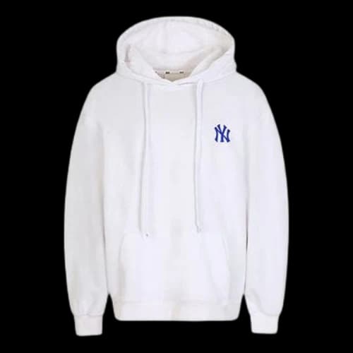 MLB NY hooded Loose Large LOGO Printing Sports Long Sleeves Unisex White