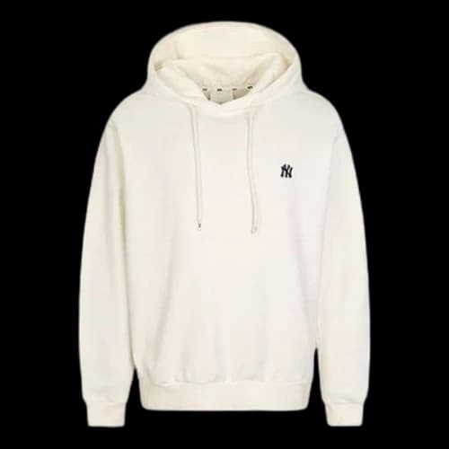 MLB New York Yankees hooded Long Sleeves Loose Small Label Patch Athleisure Casual Sports Unisex White