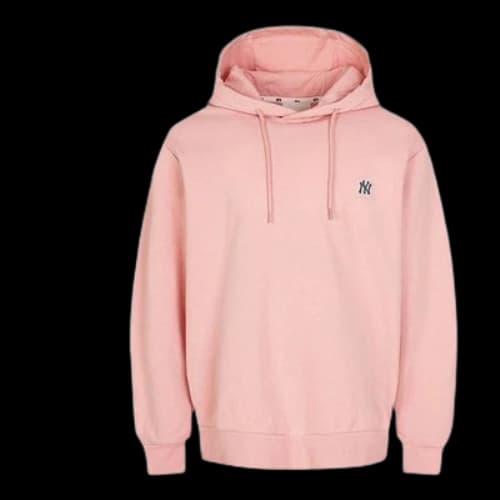 MLB NY hooded Long Sleeves Loose Small Label Athleisure Casual Sports Unisex Pink Red