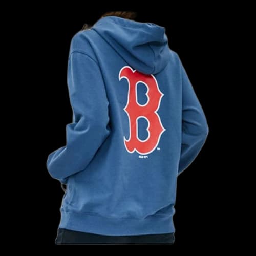 MLB Boston Red Sox Basic Large Logo Printing Sports hooded Long Sleeves Unisex Dark Blue