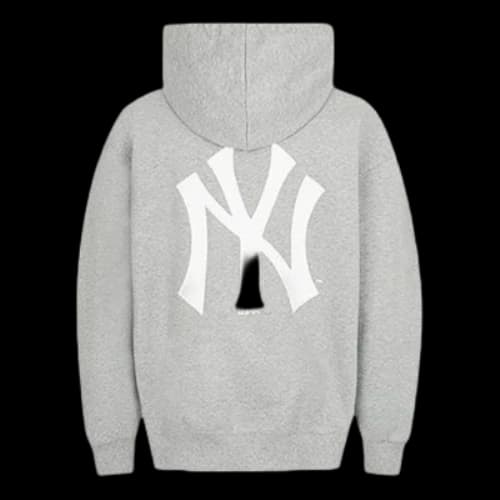 MLB New York Yankees Basic Large Logo Printing Sports hooded Long Sleeves Unisex Gray