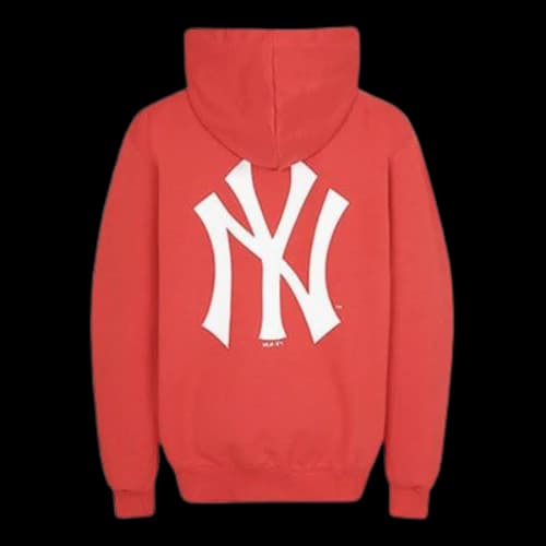 MLB New York Yankees Basic Large Logo Printing Sports hooded Long Sleeves Unisex Red
