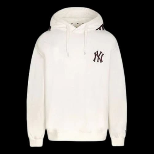 MLB New York Yankees Large Logo Printing hooded Long Sleeves Unisex White
