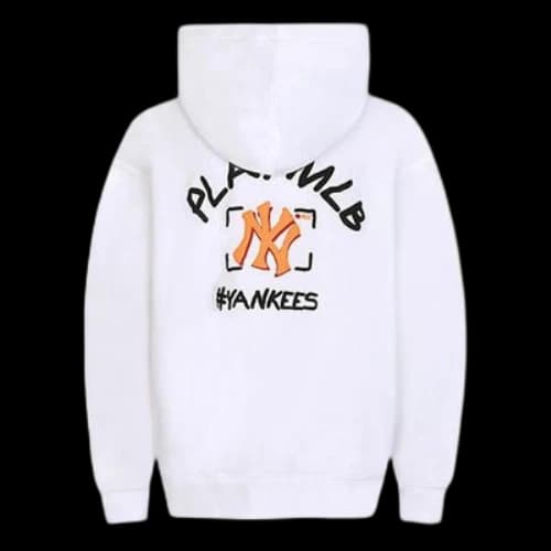 MLB PLAY Series hooded Loose Graffiti Printing Long Sleeves Unisex White