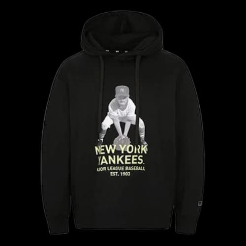 MLB NY hooded Long Sleeves Basic Large LOGO Printing Sports Unisex Black