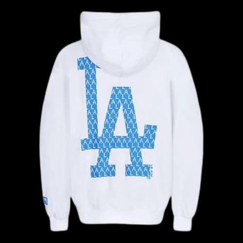 MLB Los Angeles Dodgers Retro Series hooded Loose Printing Long Sleeves Unisex White