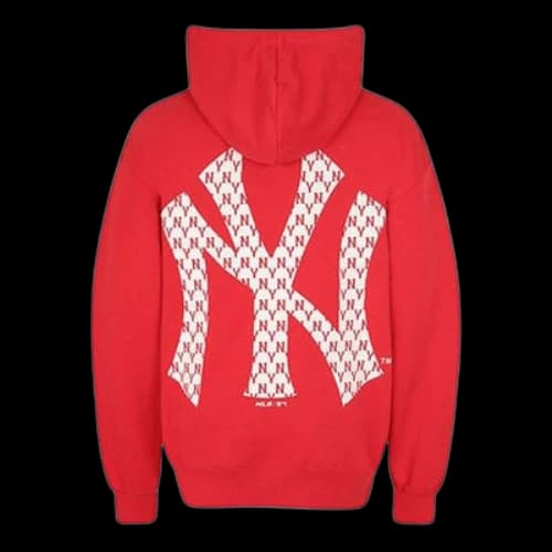 MLB New York Yankees Retro Series hooded Loose Printing Long Sleeves Unisex Red
