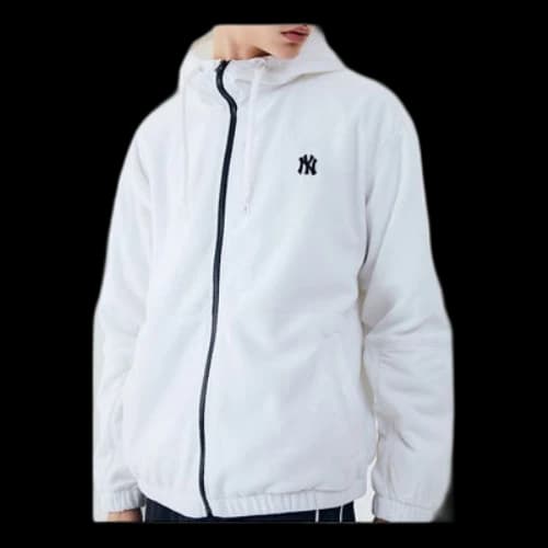 MLB Small Label Embroidered Hooded Jacket New York Yankees Unisex White