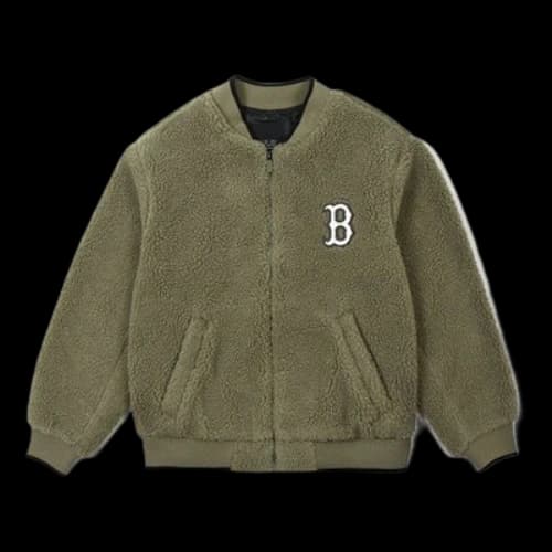 MLB Boston Red Sox lamb's wool Jacket Unisex Khaki