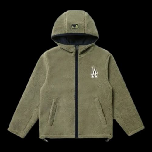 MLB Los Angeles Dodgers lamb's wool Hooded Jacket Unisex Khaki