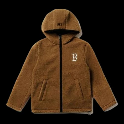 MLB Boston Red Sox lamb's wool Hooded Jacket Unisex Brown