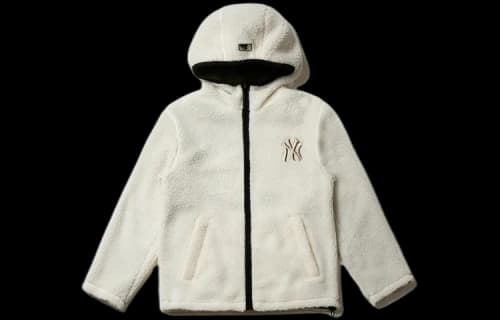 MLB New York Yankees Lambs Wool Hooded Jacket Unisex White