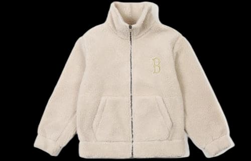 MLB Boston Red Sox lamb's wool Stand Collar Jacket Unisex Beige