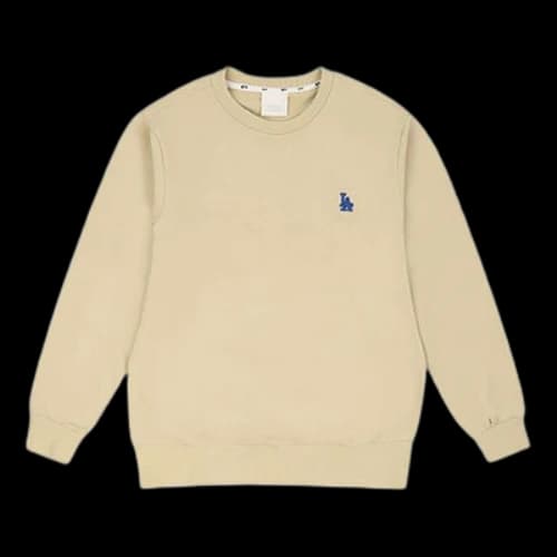 MLB Unisex Embroidery Logo Round-neck Sweatshir Khaki