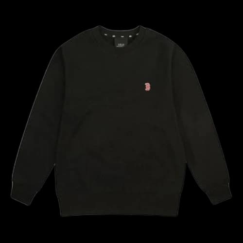 MLB Boston Red Sox Classic Loose Small Logo Round Neck Long Sleeves Unisex Black