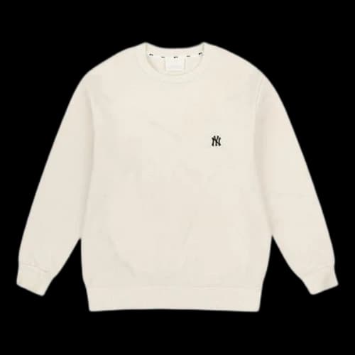 MLB New York Yankees Classic Loose Logo Round Neck Long Sleeves Unisex White